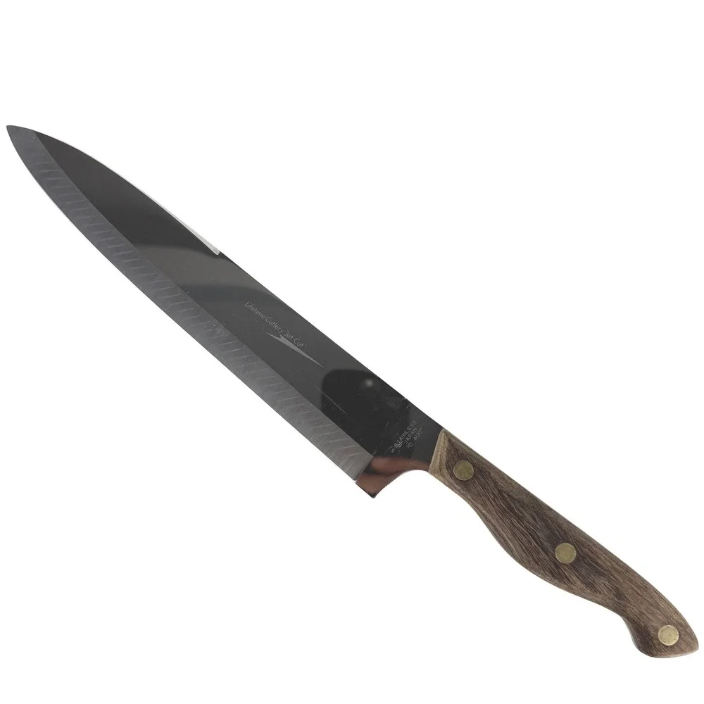 Vintage Lifetime Cutlery Jet-Cut Chef Knife Stainless Japan 400 Wood Handle 14